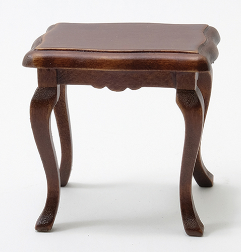 Dollhouse Miniature Side Table, Walnut